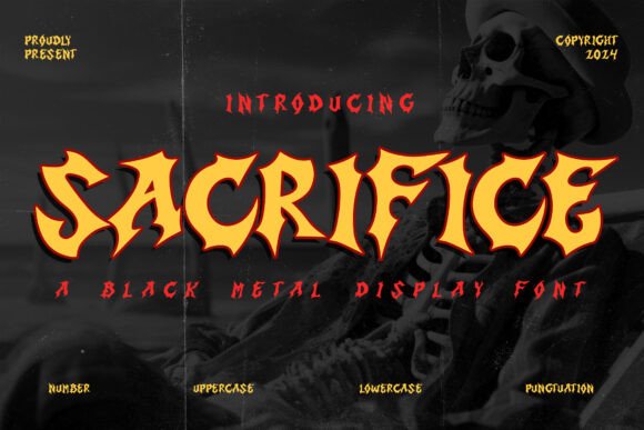 Sacrifice: Unleashing Chaos and Power Through a Fierce Black Metal Display Font